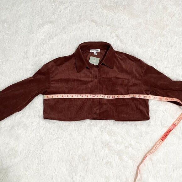 Women Pretty Garbage Cropped Corduroy Jacket in Chocolate Brown Size Small - Picture 3 of 10